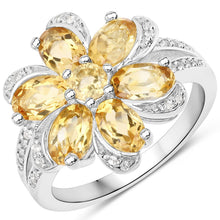 Load image into Gallery viewer, 7.92 Carat Genuine Citrine and White Topaz .925 Sterling Silver 3 Piece Jewelry Set (Ring, Earrings, and Pendant w/ Chain)