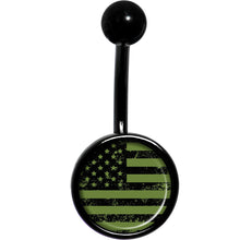 Load image into Gallery viewer, Green American Flag Black Belly Ring