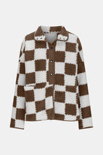 Load image into Gallery viewer, Elegant Checkered Snap Down Long Sleeve Teddy Jacket Soft & Warm Colorful Jacket