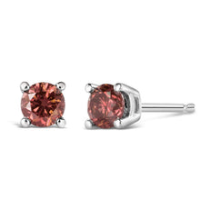 Load image into Gallery viewer, 14K White Gold 1/2 Cttw Round Brilliant Cut Lab Grown Pink Diamond 4-Prong Classic Solitaire Earrings (Pink Color, VVS2-VS1 Clarity)