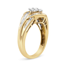 Load image into Gallery viewer, 10K Yellow and White Gold 3/4 Cttw Diamond Cluster and Swirl Ring (H-I Color, I1-I2 Clarity)
