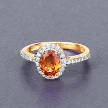 Load image into Gallery viewer, 1.66 Carat Genuine Spessartite Garnet and White Diamond 14K Yellow Gold Ring