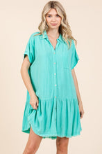 Load image into Gallery viewer, New Summer Linen Blend Button Down Shirt Mini Dress For Women โ Fluttering, Casual, Timeless and Versatile Wardrobe Staple