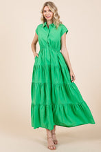 Load image into Gallery viewer, New Button Up Collared Tiered Maxi Shirt Dress For Women – Fluttering, Elegant, Trendy and Versatile for Any Occasion