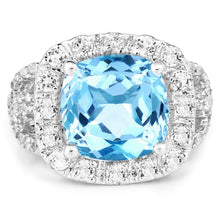 Load image into Gallery viewer, 5.17 Carat Genuine Blue Topaz and White Topaz .925 Sterling Silver Ring