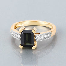 Load image into Gallery viewer, 1.91 Carat Genuine Green Tourmaline and White Diamond 14K Yellow Gold Ring