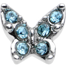 Load image into Gallery viewer, 16G Blue Gem Silver Tone Butterfly Tragus Cartilage Earring