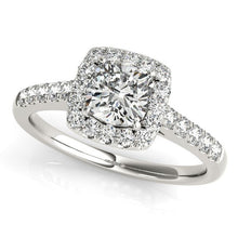Load image into Gallery viewer, 14k White Gold Square Outer Shape Round Diamond Engagement Ring (3/4 cttw)