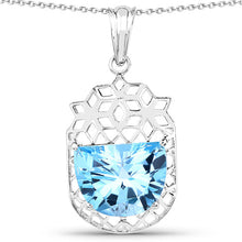 Load image into Gallery viewer, 10.90 Carat Genuine Swiss Blue Topaz .925 Sterling Silver Pendant