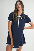 Load image into Gallery viewer, Ruffle Trimmed Collar Fine Knit Mini Dress For Women โ Ruffle Mini Dress, Fine Knit Dress, Collar Dress, Feminine Mini Dress, Chic Knit Dress