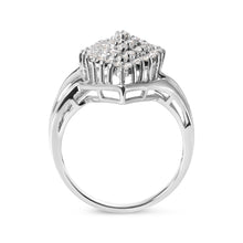 Load image into Gallery viewer, 10K White Gold 1/2 Cttw Diamond Pear Shaped Cluster Ring (H-I Color, I1-I2 Clarity) - Ring Size 7