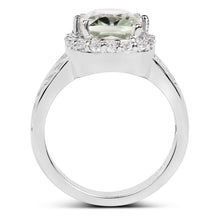 Load image into Gallery viewer, 3.94 Carat Genuine Green Amethyst and White Topaz .925 Sterling Silver Ring