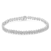 Load image into Gallery viewer, .925 Sterling Silver 1.0 Cttw Chevron 2 Stone Arrow Link Tennis Bracelet (I-J Color, I3 Clarity) - 7â€