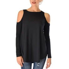 Load image into Gallery viewer, Women's Ribbed Cold-Shoulder Long-Sleeve Top - Assorted Sizes