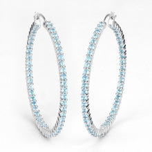 Load image into Gallery viewer, 3.60 Carat Genuine Swiss Blue Topaz .925 Sterling Silver Earrings