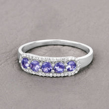 Load image into Gallery viewer, 0.61 Carat Genuine Tanzanite and White Diamond 14K White Gold Ring