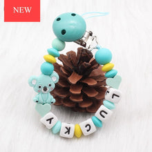 Load image into Gallery viewer, Modern Handmade Personalized Name Baby Pacifier Clips Silicone Pacifier Chain Wood Pacifier Holders For Pacifier For Baby Kids