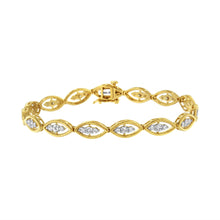 Load image into Gallery viewer, 10K Yellow Gold Plated .925 Sterling Silver 1 cttw Prong Set Round-Cut Diamond Link Bracelet (J-K Color, I1-I2 Clarity) - 7.25"
