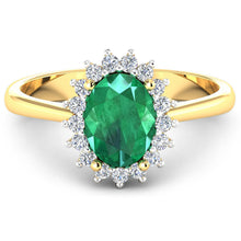 Load image into Gallery viewer, 1.87 Carat Genuine Zambian Emerald and White Diamond 14K Yellow Gold Ring