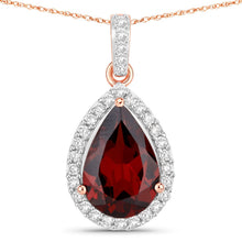 Load image into Gallery viewer, 3.29 Carat Genuine Rhodolite and White Diamond 14K Rose Gold Pendant