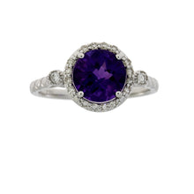 Load image into Gallery viewer, 2.07ct Amethyst Diamond Ring 14KT White Gold
