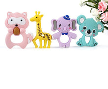Load image into Gallery viewer, 2pcs Cartoon Baby Teether Animal Silicone Teether Raccoon Elephant Koala Giraffe Baby Teething Toys Accessories Perfect Toy For Kids