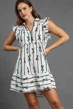 Load image into Gallery viewer, Full Size Ribbon Collared Mini Dress Elegant Plus Size Ruffled Dress