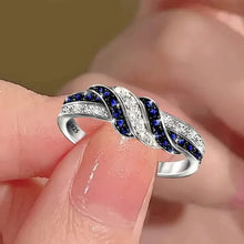 Load image into Gallery viewer, Sparkling Blue Cubic Zirconia Infinity Love Ring – 925 Sterling Silver