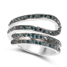 Load image into Gallery viewer, 0.83 Carat Genuine Blue Diamond .925 Sterling Silver Ring
