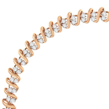 Load image into Gallery viewer, 14KT Rose Gold Plated Sterling Silver Diamond S Link Tennis Bracelet (2 cttw, J-K Color, I1-I2 Clarity) - Size 7.5"