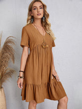 Load image into Gallery viewer, Classic Full Size V-Neck Short Sleeve Dress Casual & Comfortable Dress for Women