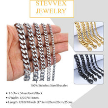 Load image into Gallery viewer, Luxury Popular Trend New Bracelet for Men and Women Curb Cuban Link Chain Stainless Steel Mens Womens Bracelets Chains Jewelry for Men Perfect Gift