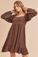 Load image into Gallery viewer, New Ruffled Hem Square Neck Balloon Sleeve Mini Dress For Women – Trendy, Elegant, Feminine & Fashion-Forward