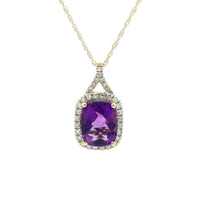 Load image into Gallery viewer, Amethyst Diamond Fashion Pendants 14KT Yellow Gold