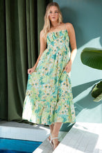 Load image into Gallery viewer, New Summer Floral Smocked Back Ruffled Hem Maxi Cami Dress – Bohemian Elegance, Feminine, Flowy, Comfortable, Effortlessly Chic