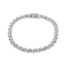 Load image into Gallery viewer, .925 Sterling Silver 1.0 Cttw Diamond Spiral Wave Curved-Link 7" Tennis Bracelet (I-J Color, I3 Clarity)
