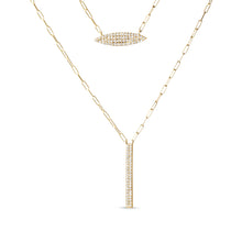Load image into Gallery viewer, 14K Yellow Gold 3/8 Cttw Two-Strand Marquise and Bar Charm Paper Clip Link Pendant Necklace (I-J Color, I1-I2 Clarity) -18" and 20" Inch Lengths