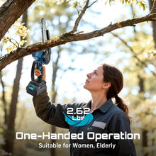 Load image into Gallery viewer, 6-inch Cordless Mini Chainsaw – Handheld Electric, Lightweight, Battery-Powered