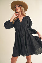 Load image into Gallery viewer, New Summer Notched Balloon Sleeve Tiered Mini Dress For Women – Trendy, Chic, and Playful with Stylish Detailing