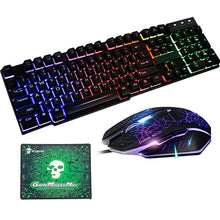 Load image into Gallery viewer, T6 Gaming Keyboard & Mouse Set Rainbow Backlight Platinum