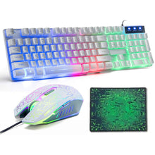 Load image into Gallery viewer, T6 Gaming Keyboard & Mouse Set Rainbow Backlight Platinum