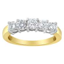 Load image into Gallery viewer, 14KT Two Toned Gold 5 Stone Diamond Ring (1 cttw, H-I Color, SI1-SI2 Clarity)