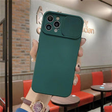 Load image into Gallery viewer, Camera Protection Case With Sliding Camera Cover Protective Design Soft Edges Protective Cover Camera Lens Protection Solid Phone Case For iPhone 13 14 12 Pro Max Mini Candy Color Cover For iphone