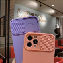 Load image into Gallery viewer, Camera Protection Case With Sliding Camera Cover Protective Design Soft Edges Protective Cover Camera Lens Protection Solid Phone Case For iPhone 13 14 12 Pro Max Mini Candy Color Cover For iphone