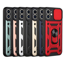 Load image into Gallery viewer, Camera Protection Shockproof Armor Case For iPhone 12 13 14 Pro Max Cover Men Cool Woman Camera Cover And Stand Sliding Lens Protection Rotating Ring Mount Shock Resistant Shockproof Protective Bumper