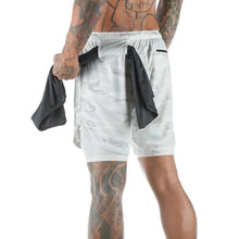 Load image into Gallery viewer, Camo Running Shorts Men Gym Sports Shorts 2 In 1 Quick Dry Workout Training Gym Fitness Jogging Short Pants Summer Men Shorts Men's Running Gym Shorts Breathable with Pockets Quick Dry Sportswear