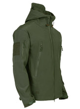 Load image into Gallery viewer, Camouflage Green Lightweight Soft Jackets Men Tactical Windproof Waterproof Jacket Men Outdoor Adventure Jackets Hooded Warm Winter Jacket Casual Winter Sport Warm Hooded Jackets