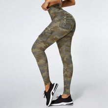 Load image into Gallery viewer, Camouflage Yoga Pants With Pockets Women Fitness Leggings Workout Sports Pocket Women Green Leggings Slim Skinny Gym Leggings Pants Push Up Elastic Slim Pants For Autumn And Winter