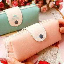 Load image into Gallery viewer, Candy Color Unique Design PU Leather Metal Button Pencil Cases For Girls Cute Stationary Boy Pencil Pouch For Students