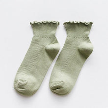Load image into Gallery viewer, Candy High Quality Lace Solid Color Cute Sweet Girl Fashion Socks Pure Cotton Wood Ear Light Mouth Cotton Novelty Socks Unisex Crew Socks For Men And Women